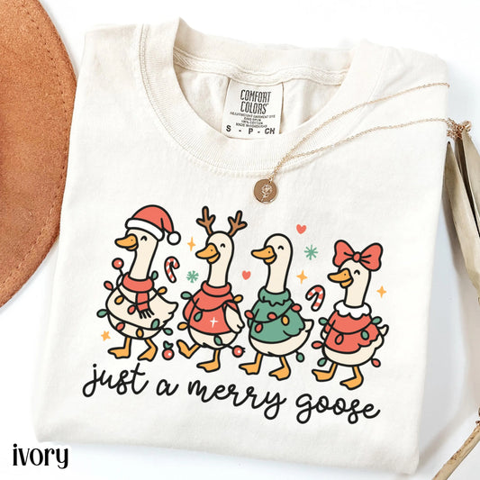 Funny Christmas Goose Comfort Colors Tee