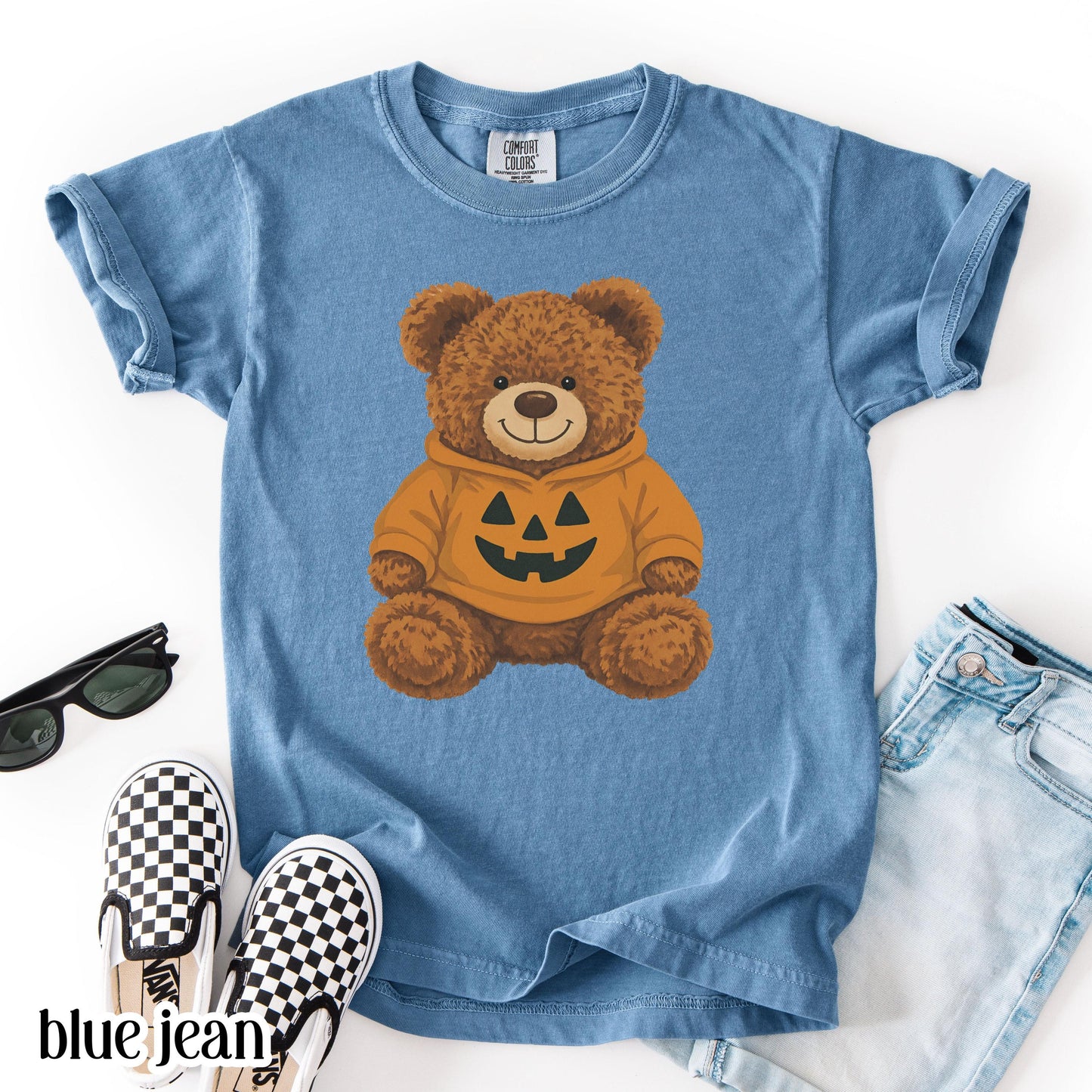 Teddy Bear Pumpkin Comfort Colors Kids Halloween Tee
