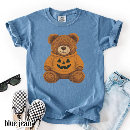Teddy Bear Pumpkin Comfort Colors Kids Halloween Tee