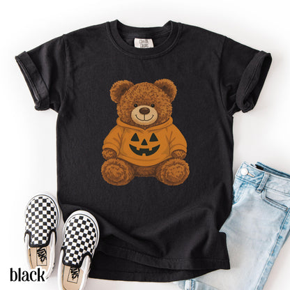 Teddy Bear Pumpkin Comfort Colors Kids Halloween Tee