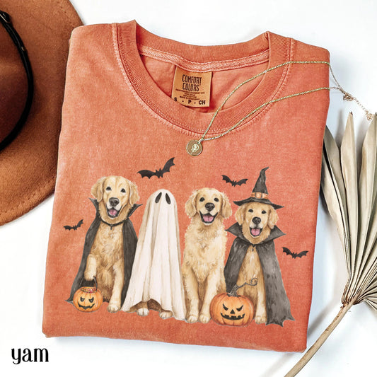 Halloween Golden Retriever Pumpkin Comfort Colors Tee