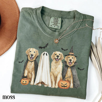 Halloween Golden Retriever Pumpkin Comfort Colors Tee