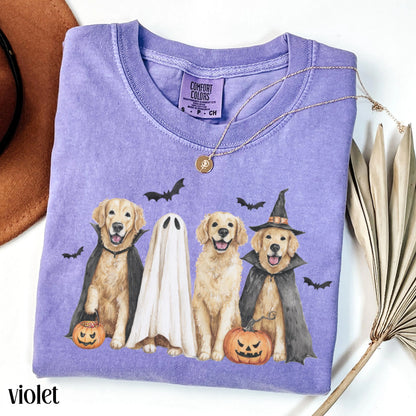 Halloween Golden Retriever Pumpkin Comfort Colors Tee