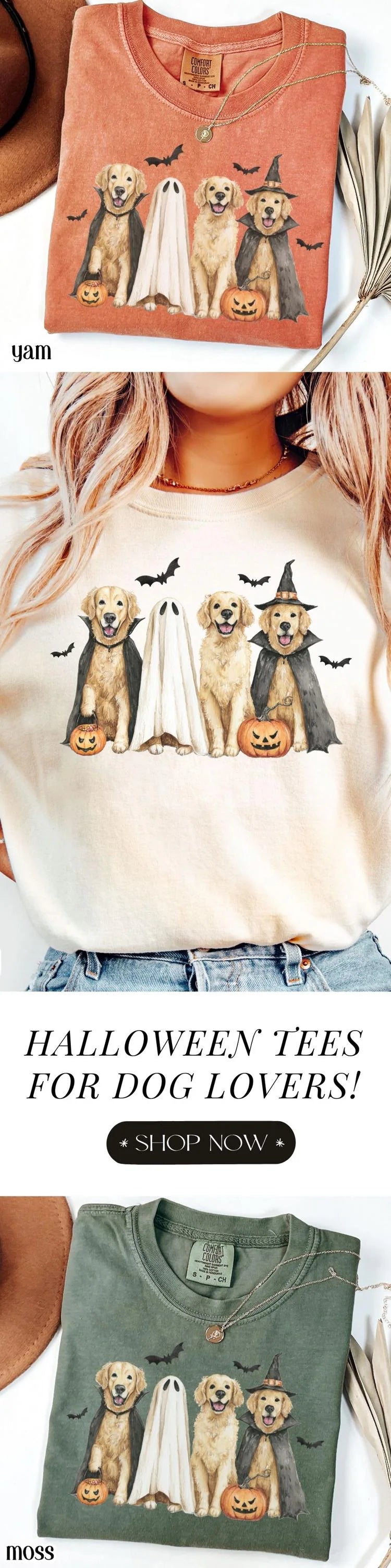 Halloween Golden Retriever Pumpkin Comfort Colors Tee