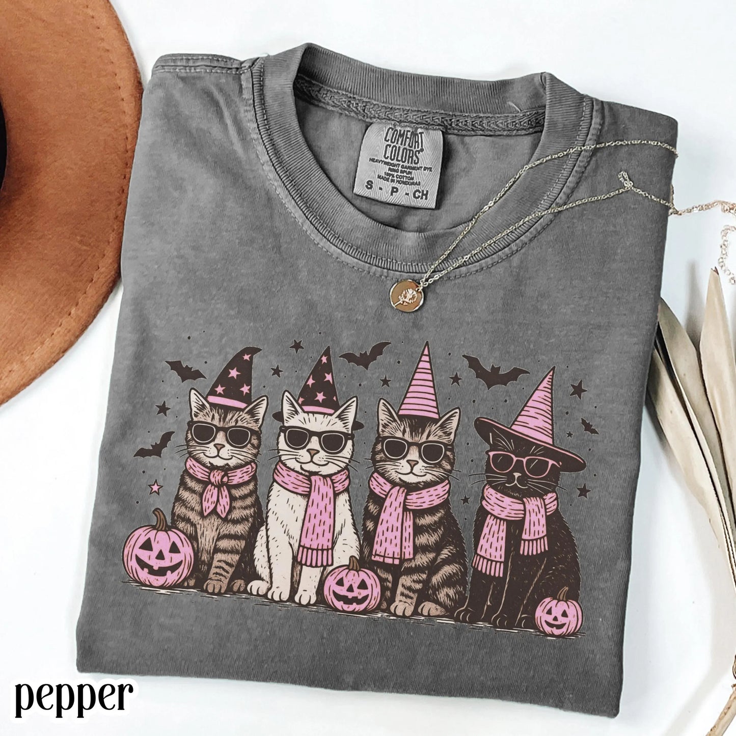 Spooky Halloween Cat Comfort Colors Tee