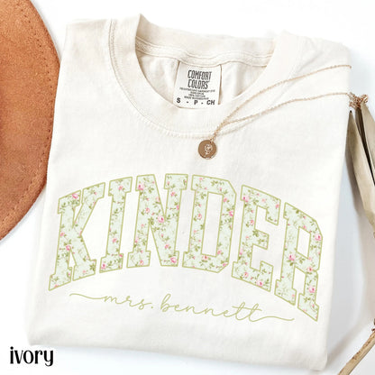 Kindergarten Custom Teacher Shirt Comfort Colors Kinder Tee Teacher Tshirt Back to School Teacher Appreciation Christmas Gift For Teacher