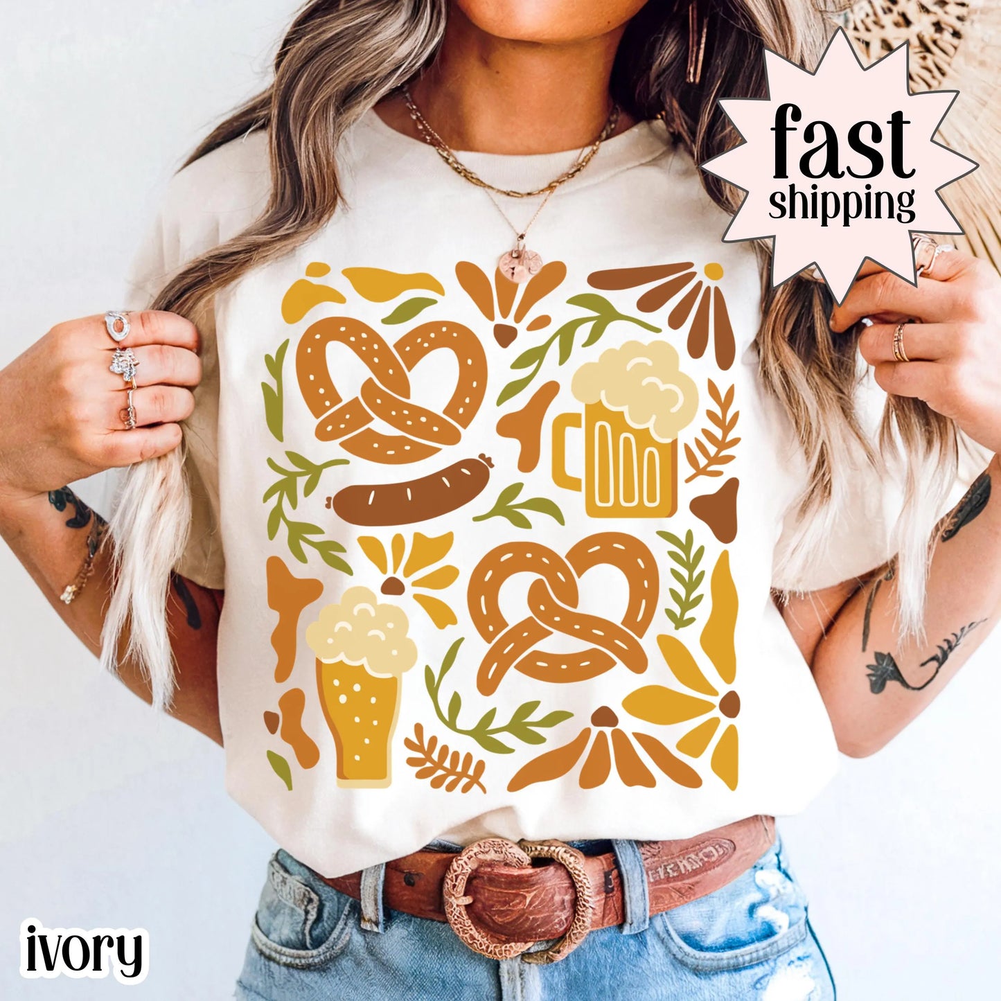 Oktoberfest Beer & Pretzel Comfort Colors Tee