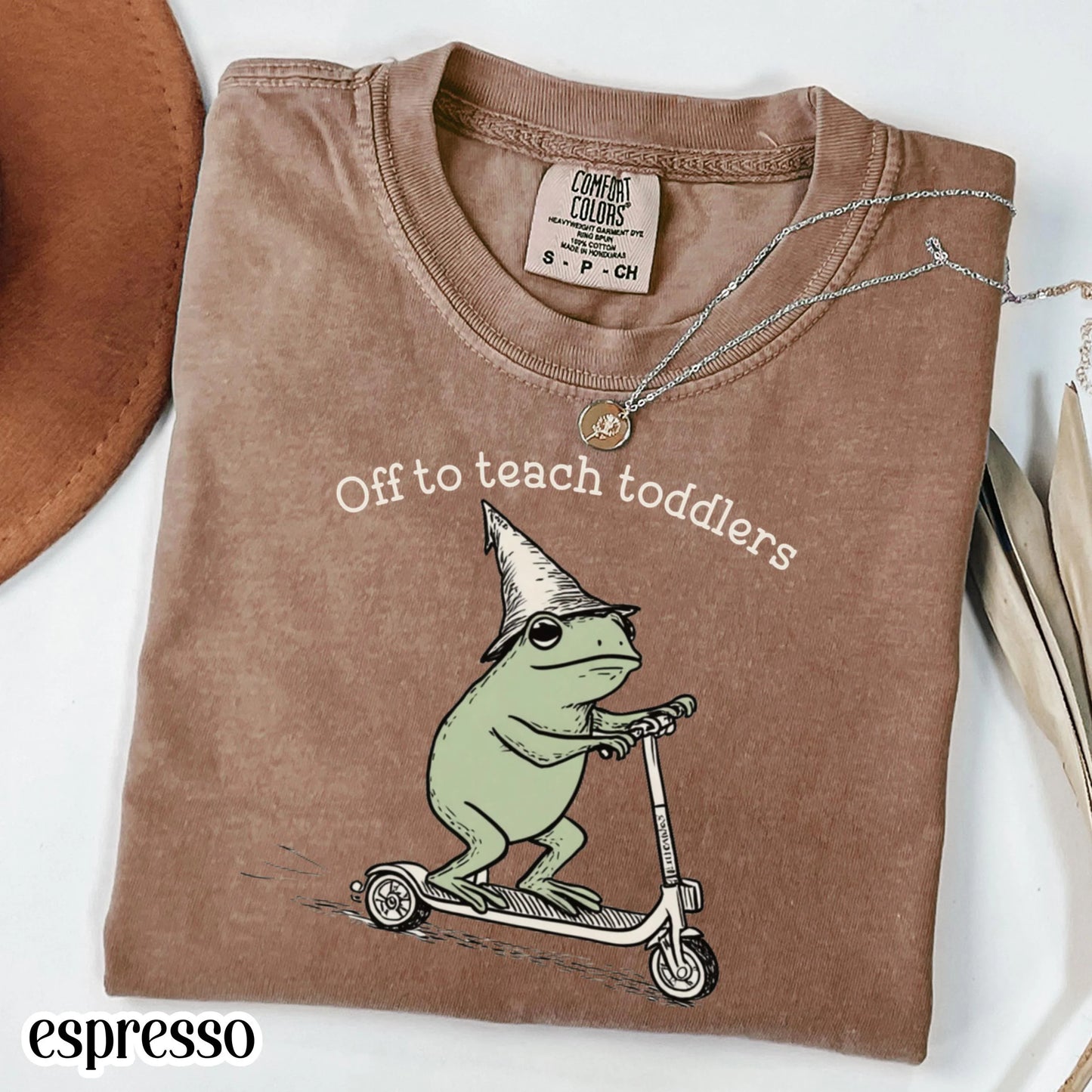 Teacher Frog Comfort Colors Shirt Teaching Toddler Tee Preschool Homeschool Mom Tee VPK Funny Frog Scooter Gift For Teacher