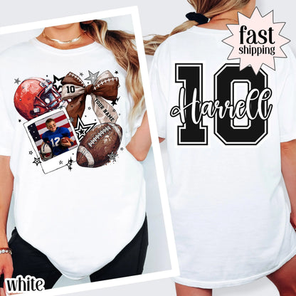 Football Comfort Colors Photo Shirt Football Mom TShirt Custom Game Day Shirt Gift for Mom High School Football Team Cheer Shirt