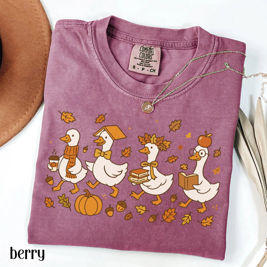Fall Goose Comfort Colors Teacher Shirt Kindergarten Teacher TShirt Goose Preschool Teacher T-Shirt Autumn First Grade Back to School Shirt