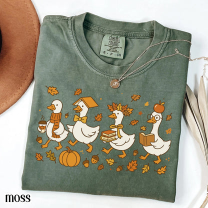Fall Goose Comfort Colors Teacher Shirt Kindergarten Teacher TShirt Goose Preschool Teacher T-Shirt Autumn First Grade Back to School Shirt