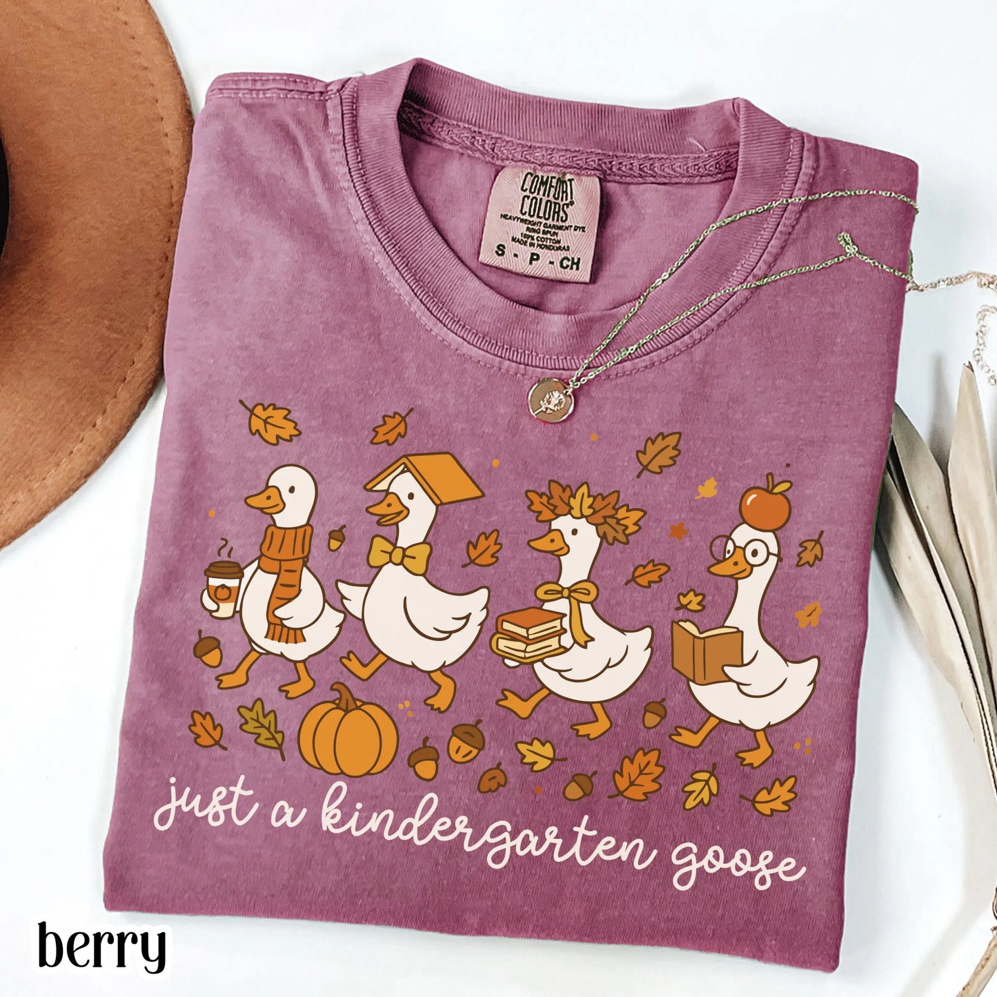 Kindergarten Fall Goose Comfort Colors Teacher Shirt Kindergarten Goose Teacher TShirt Pumpkin Silly Goose T-Shirt Autumn Back to School Tee