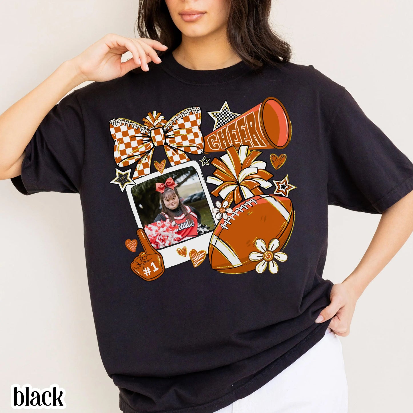 Cheer Comfort Colors Photo Shirt Cheer Mom Custom Game Day Tee Gift for Mom High School Cheerleading Team Shirt Cheerleader Tshirt