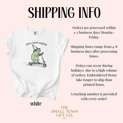 English Teacher Frog Comfort Colors Shirt Teaching Literature Tee High School Teacher TShirt Funny Frog Scooter Gift For English Teacher