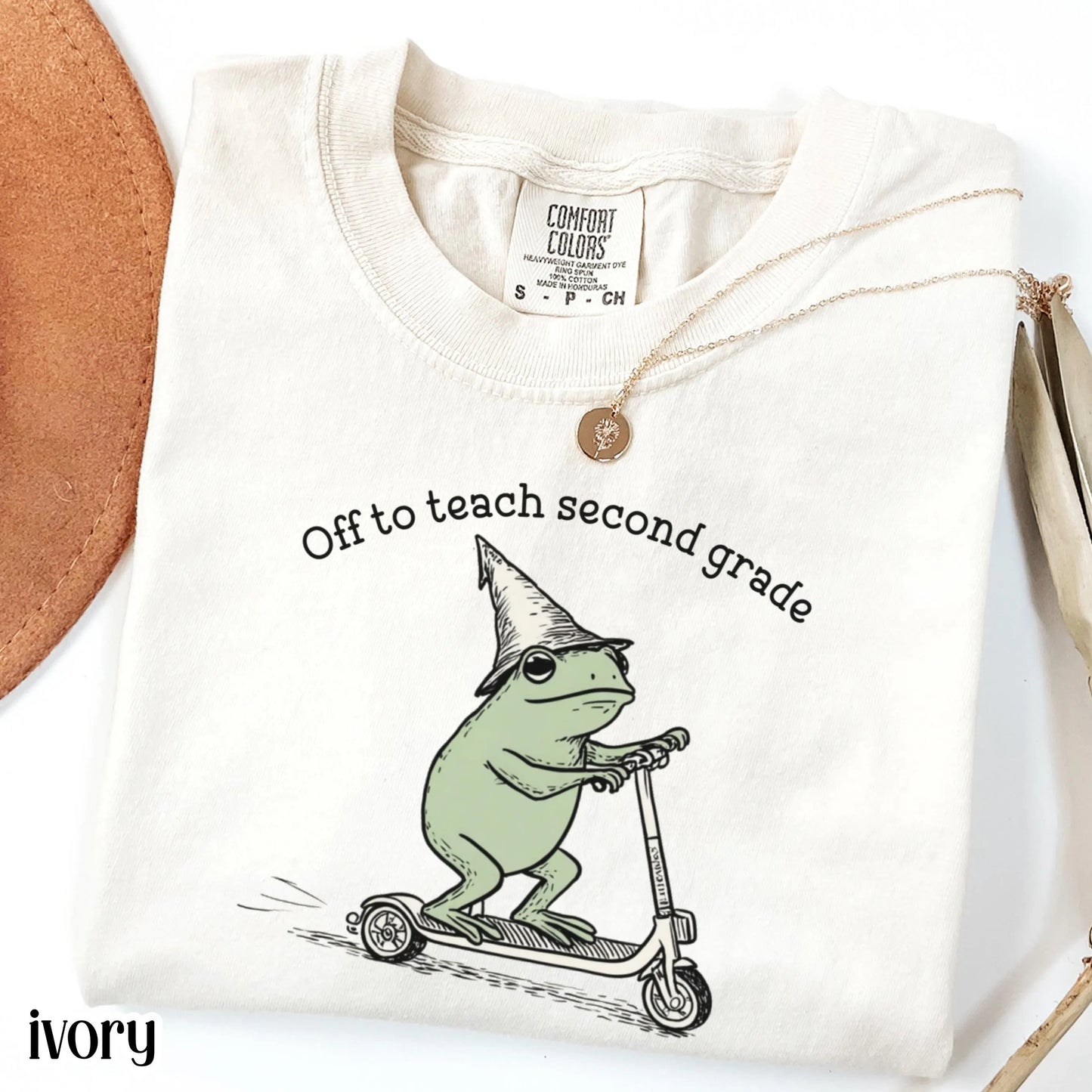 Second Grade Teacher Frog Comfort Colors Shirt Teaching 2nd Grade Tshirt Back to School Team Tee Funny Frog Scooter Gift For Teacher