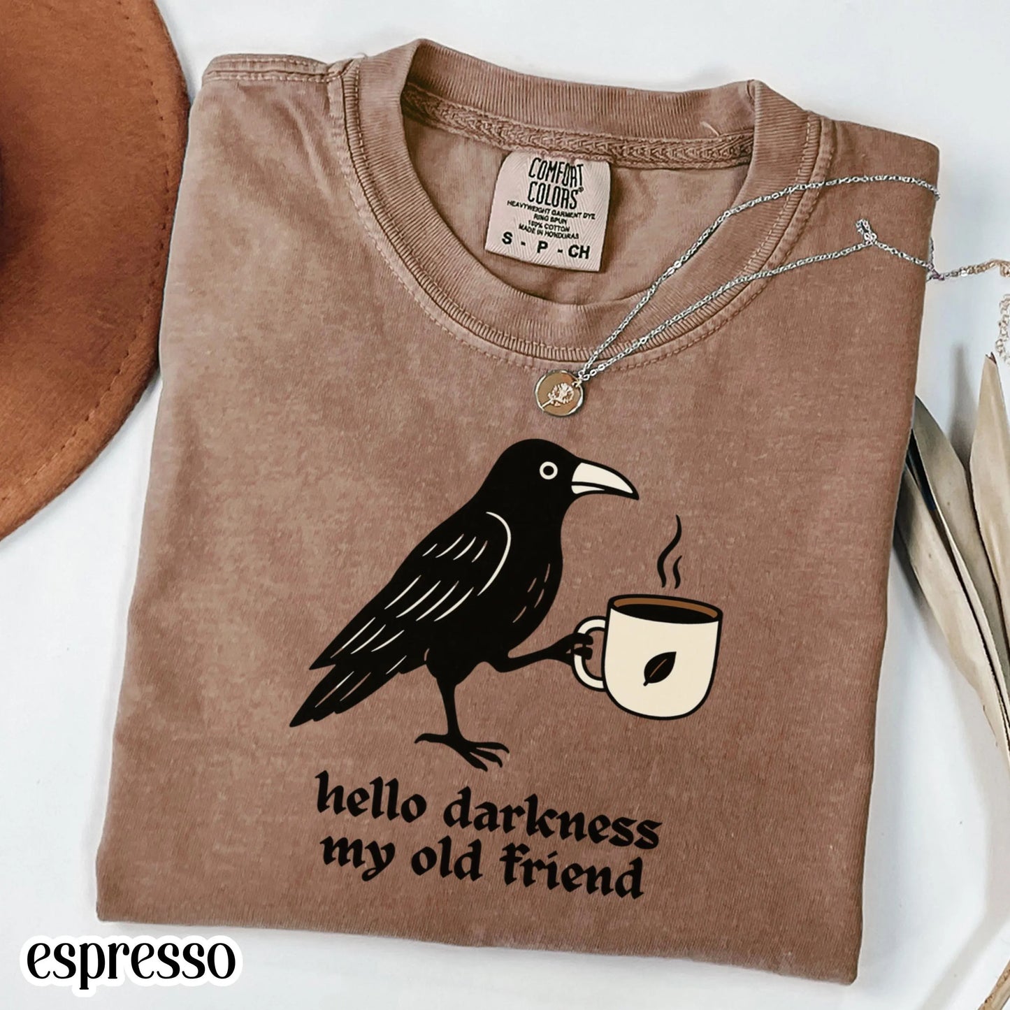Coffee Lover Raven Crow Comfort Colors Tee