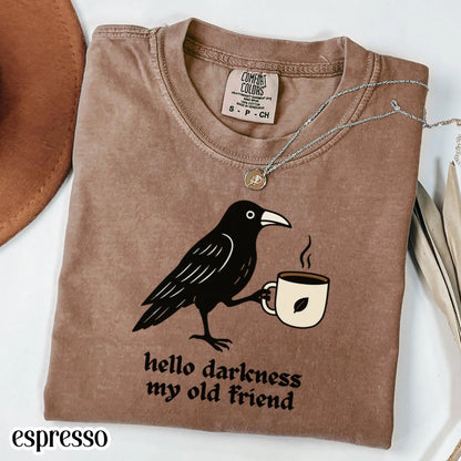 Coffee Lover Raven Crow Comfort Colors Tee