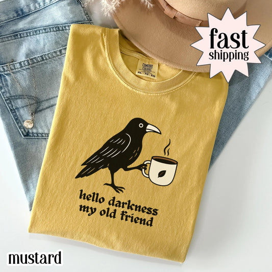 Coffee Lover Raven Crow Comfort Colors Tee