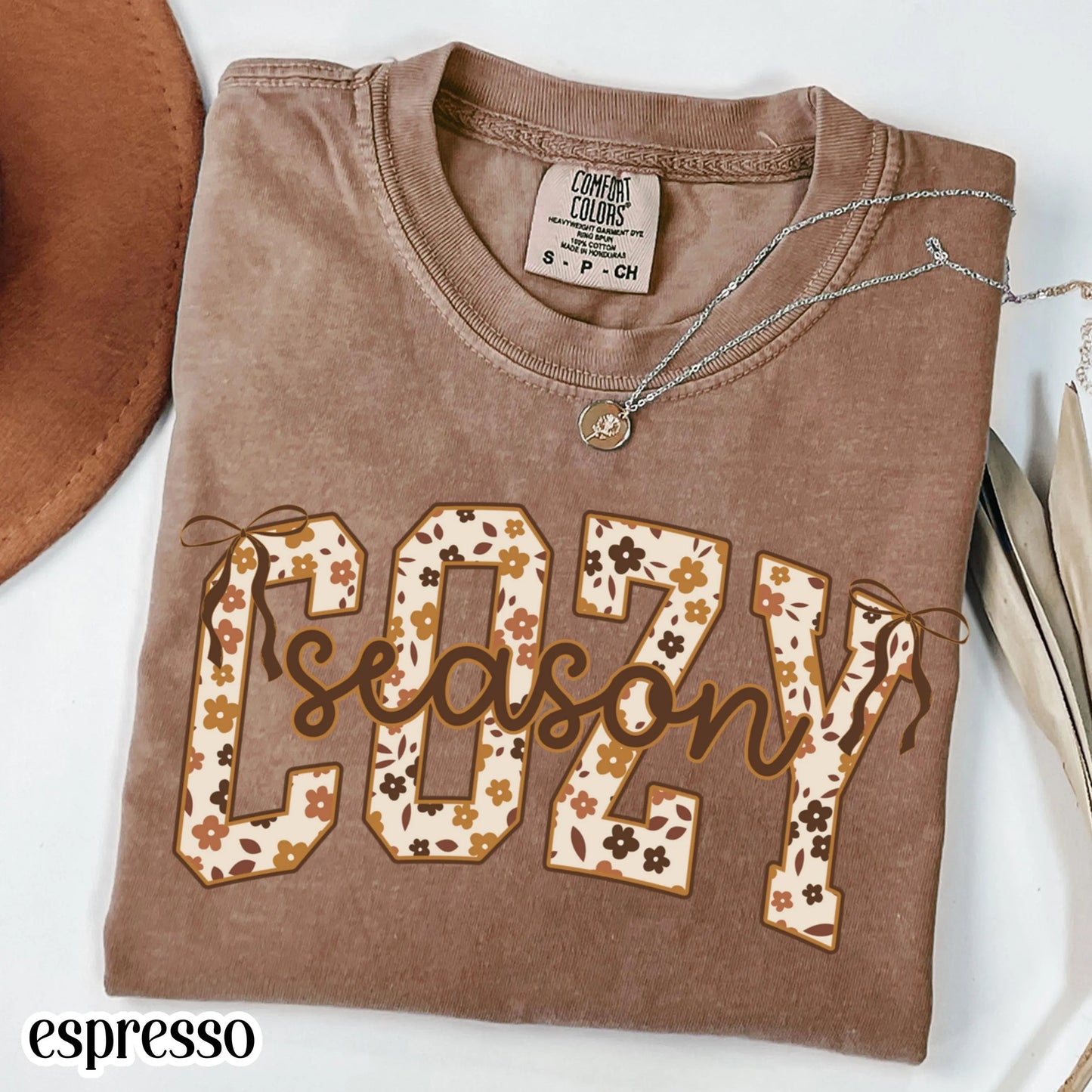 Cozy Season Pumpkin Floral Comfort Colors Tee