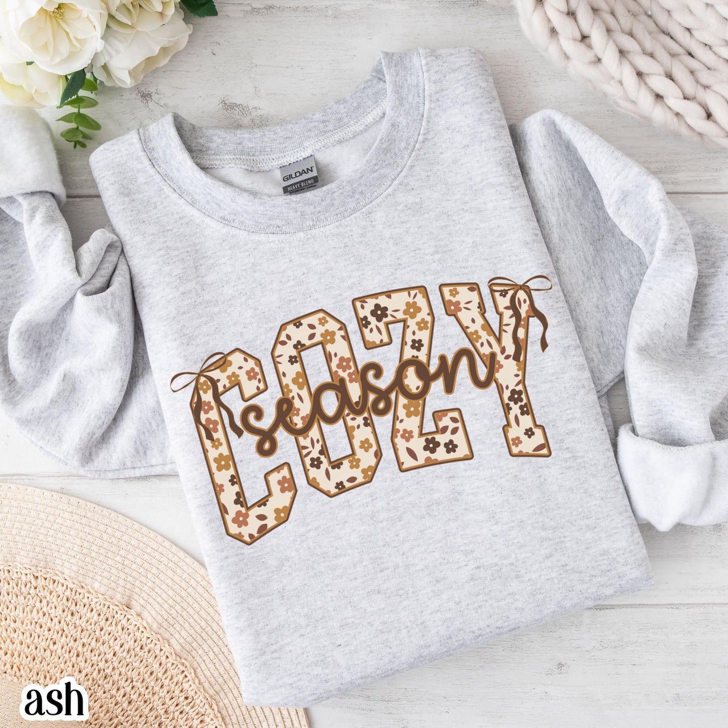 Cozy Season Pumpkin Floral Gildan Sweatshirt