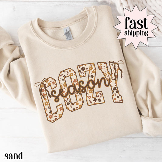Cozy Season Pumpkin Floral Gildan Sweatshirt