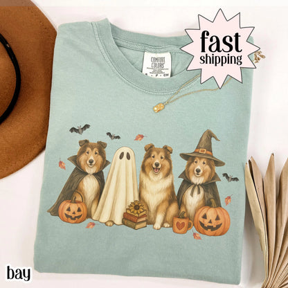 Halloween Rough Collie Dog Comfort Colors Tee
