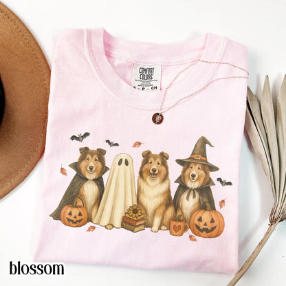 Halloween Rough Collie Dog Comfort Colors Tee