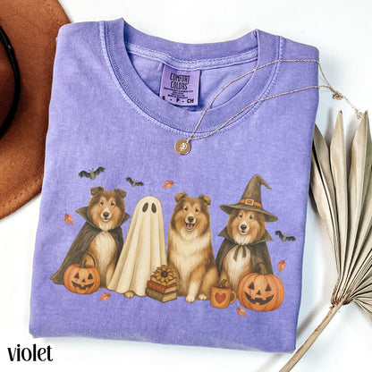 Halloween Rough Collie Dog Comfort Colors Tee