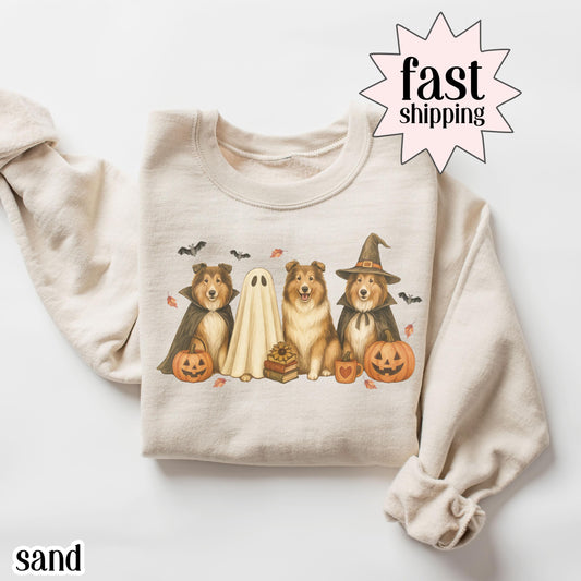 Halloween Rough Collie Dog Fall Sweatshirt