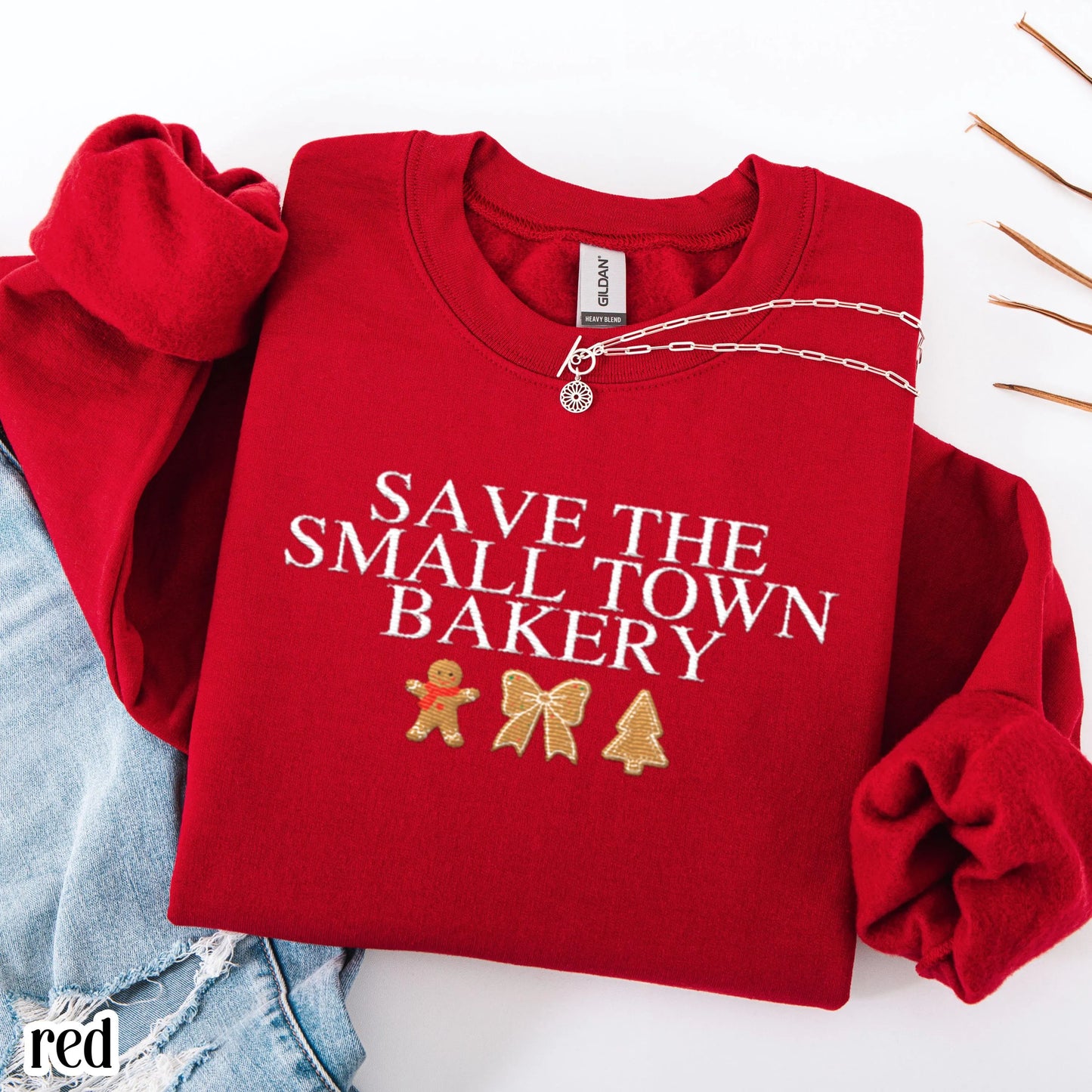 Embroidered Save The Small Town Bakery Gildan Sweatshirt