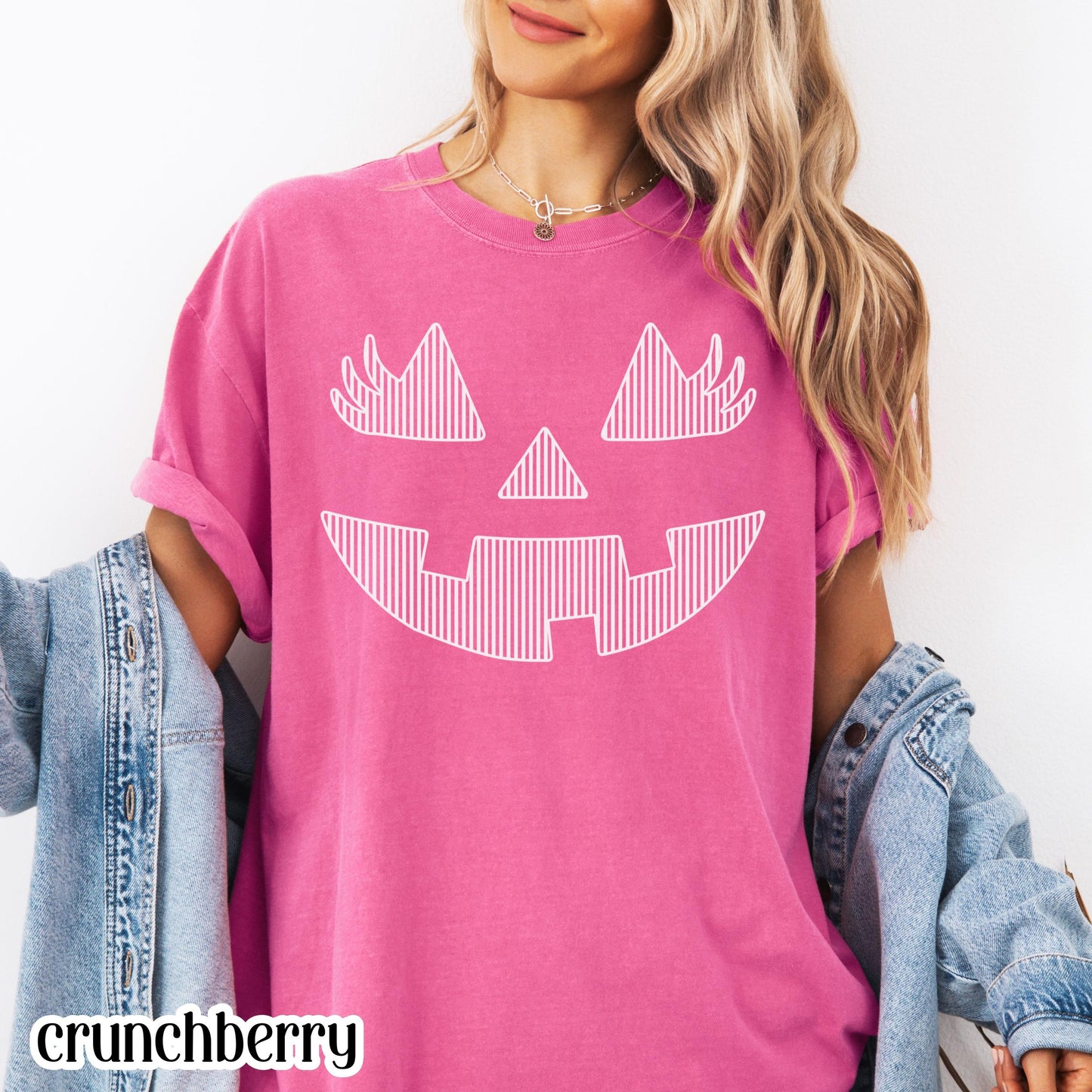 Pumpkin Comfort Colors Halloween Shirt Matching Team Cute Tshirts Fall Spooky Season Striped TShirt Graphic Jackolantern Face Teacher Tee