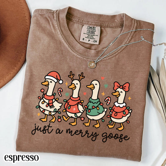 Funny Christmas Goose Comfort Colors Tee