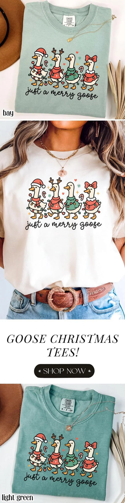 Funny Christmas Goose Comfort Colors Tee
