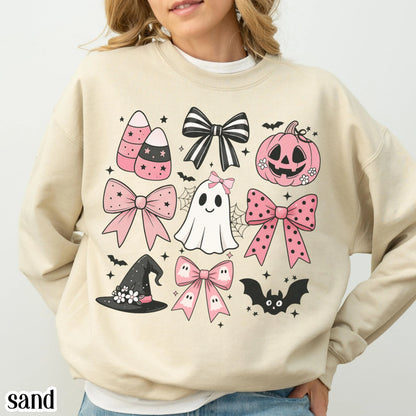 Pink Bow Coquette Ghost & Pumpkin Sweatshirt