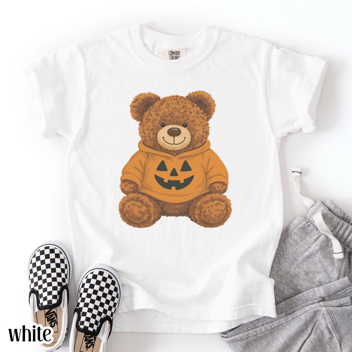 Teddy Bear Pumpkin Comfort Colors Kids Halloween Tee