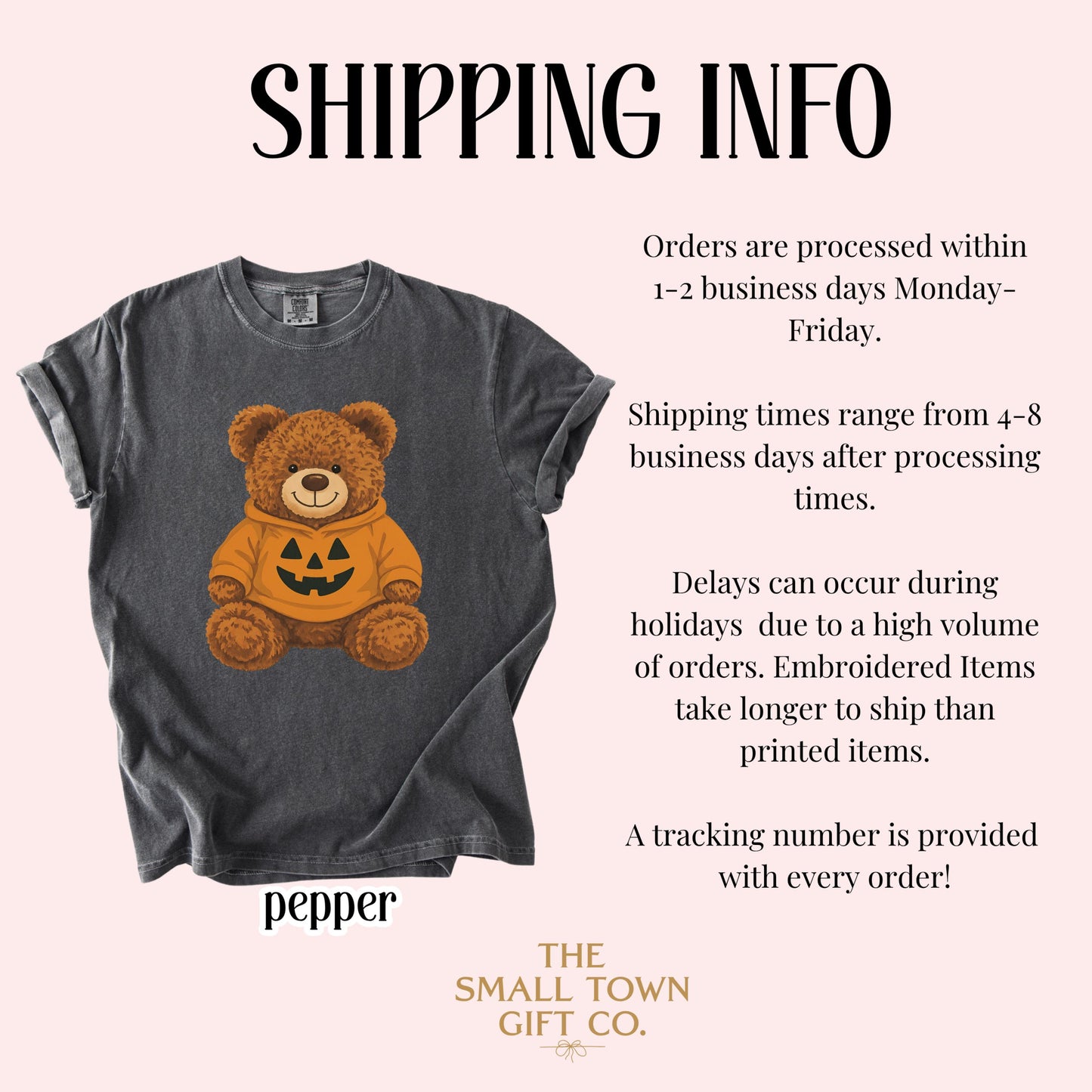 Teddy Bear Pumpkin Comfort Colors Kids Halloween Tee