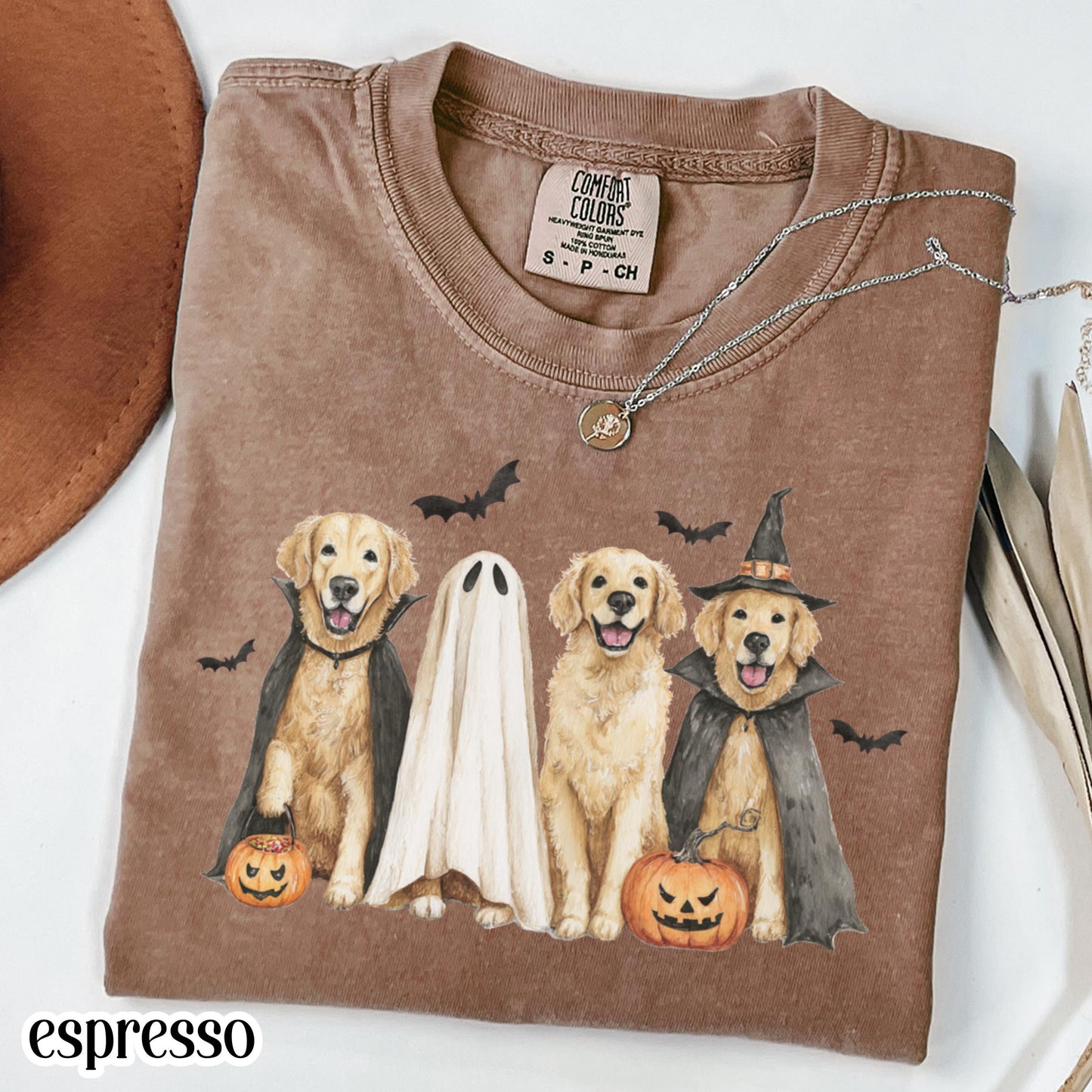 Halloween Golden Retriever Pumpkin Comfort Colors Tee
