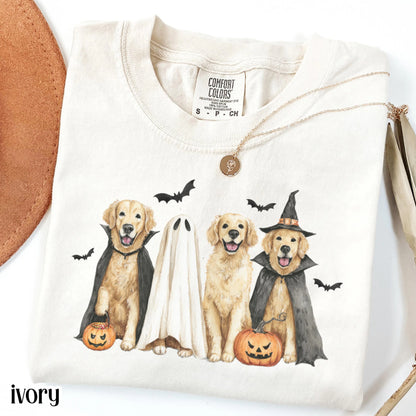 Halloween Golden Retriever Pumpkin Comfort Colors Tee