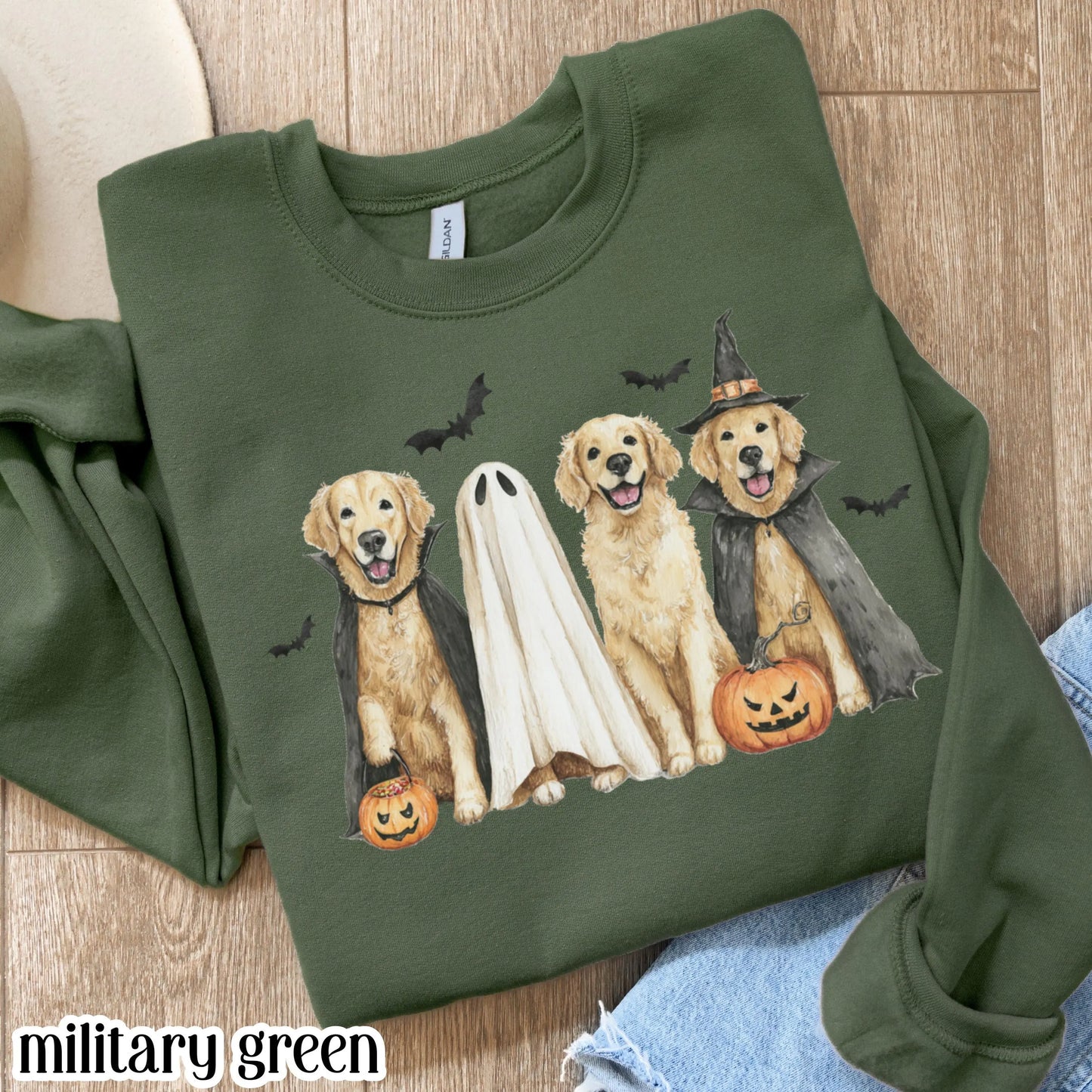 Halloween Golden Retriever Gildan Sweatshirt