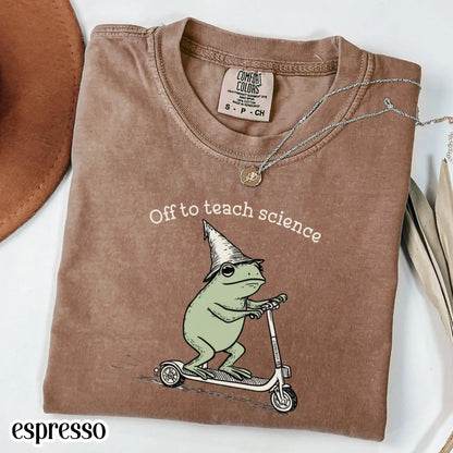 Comfort Colors Science Teacher Shirt, Science Teacher TShirt, Back to School Tee, Funny Frog Off to Teach Science Teacher Appreciation Tee