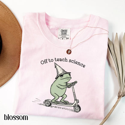 Comfort Colors Science Teacher Shirt, Science Teacher TShirt, Back to School Tee, Funny Frog Off to Teach Science Teacher Appreciation Tee