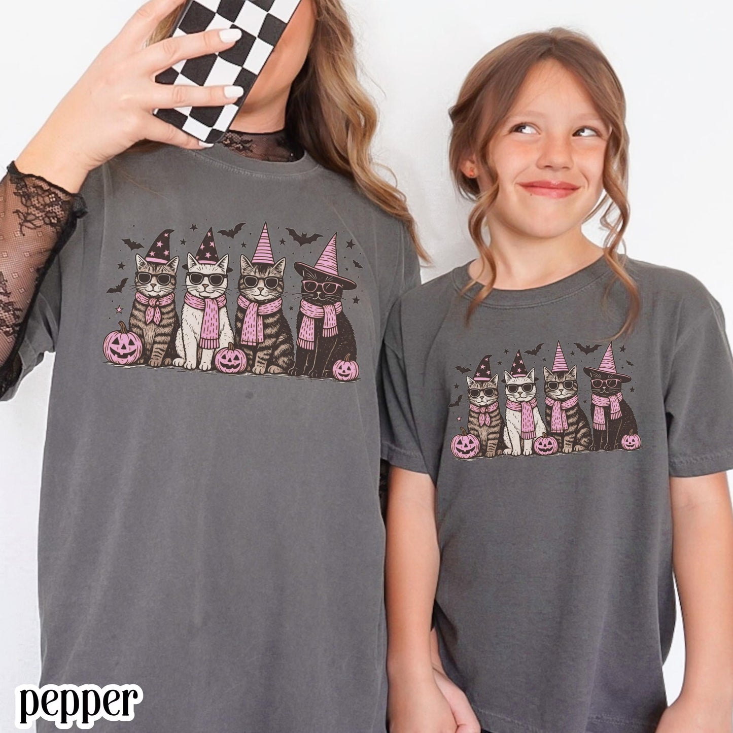 Kids Pumpkin Kitten Halloween Comfort Colors Youth Tee