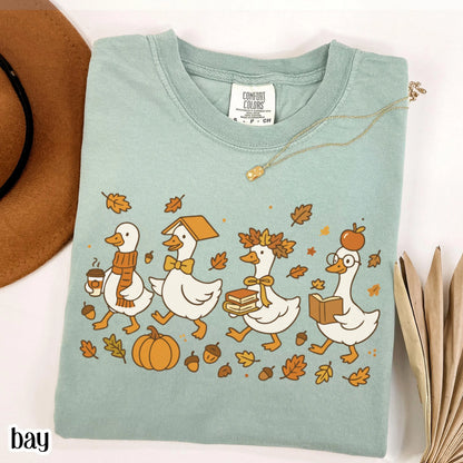Fall Goose Comfort Colors Teacher Shirt Kindergarten Teacher TShirt Goose Preschool Teacher T-Shirt Autumn First Grade Back to School Shirt