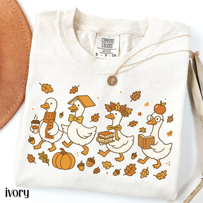 Fall Goose Comfort Colors Teacher Shirt Kindergarten Teacher TShirt Goose Preschool Teacher T-Shirt Autumn First Grade Back to School Shirt