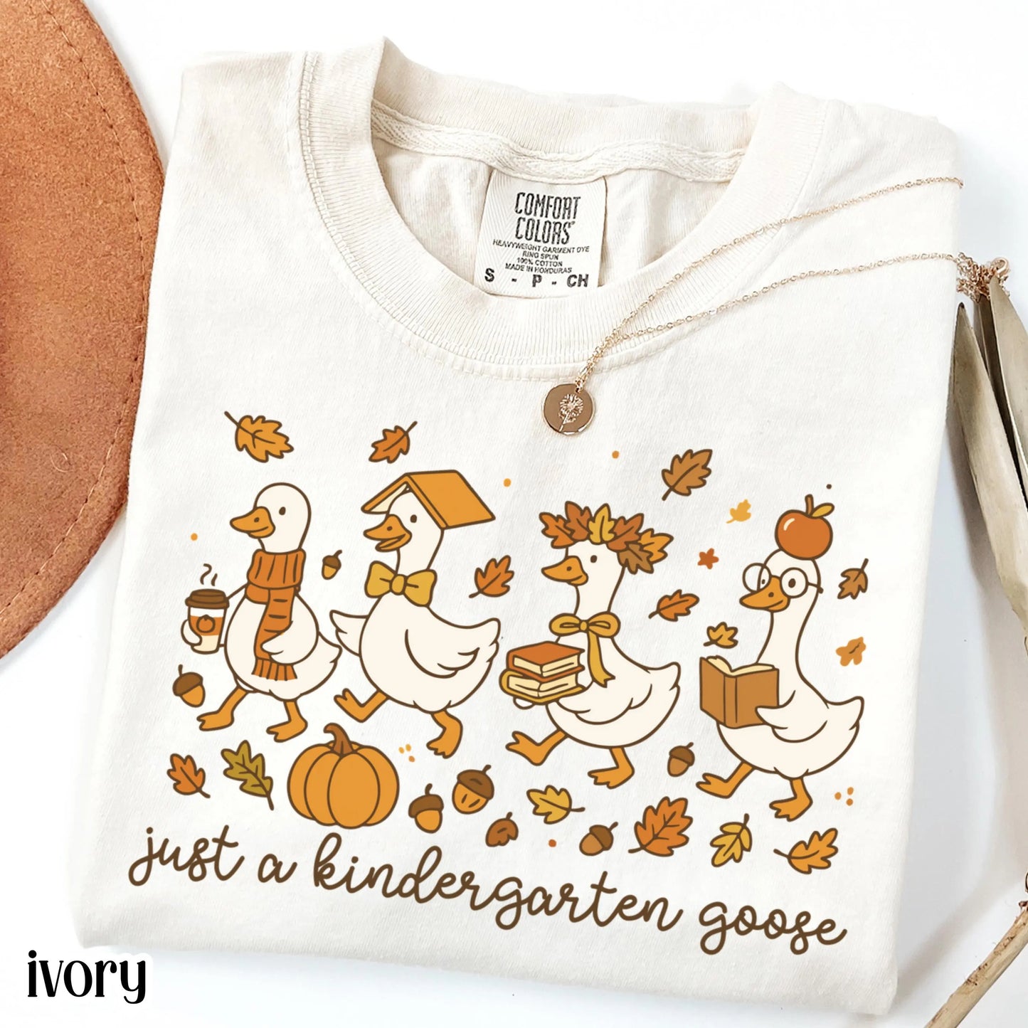 Kindergarten Fall Goose Comfort Colors Teacher Shirt Kindergarten Goose Teacher TShirt Pumpkin Silly Goose T-Shirt Autumn Back to School Tee