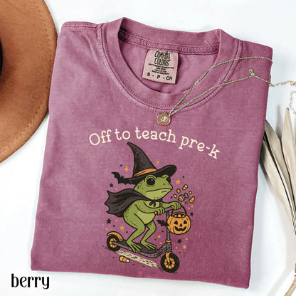 Halloween Teacher Shirt Comfort Colors Pre K Grade Teacher Shirt Preschool Teacher Shirt Pre K Teacher Tee Back to School Frog Teacher Tee
