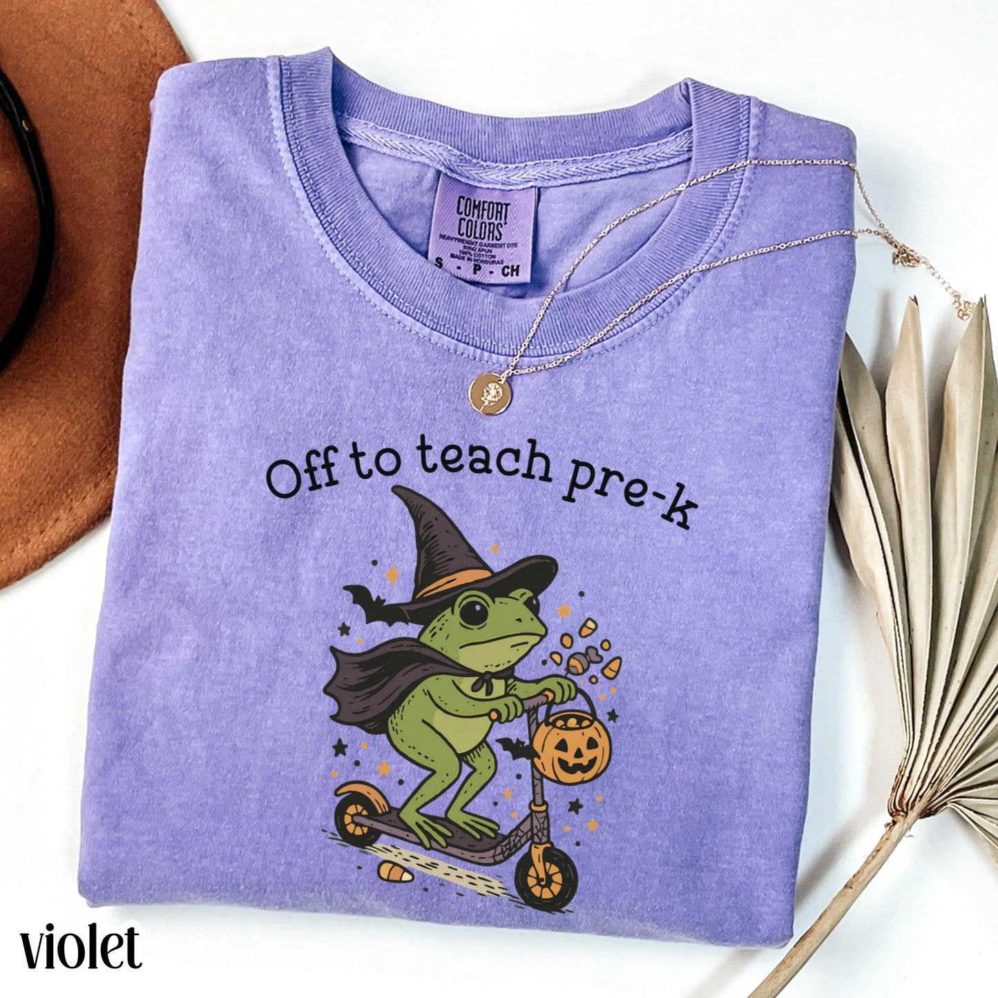 Halloween Teacher Shirt Comfort Colors Pre K Grade Teacher Shirt Preschool Teacher Shirt Pre K Teacher Tee Back to School Frog Teacher Tee