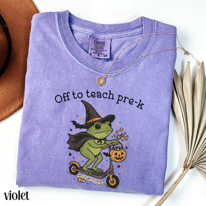 Halloween Teacher Shirt Comfort Colors Pre K Grade Teacher Shirt Preschool Teacher Shirt Pre K Teacher Tee Back to School Frog Teacher Tee