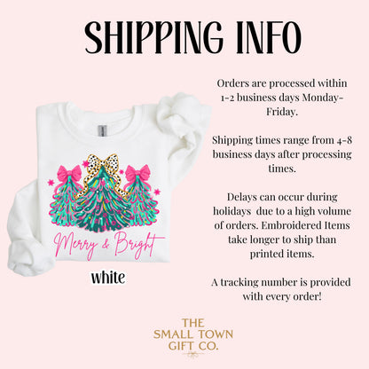 Merry & Bright Pink Christmas Tree Sweatshirt