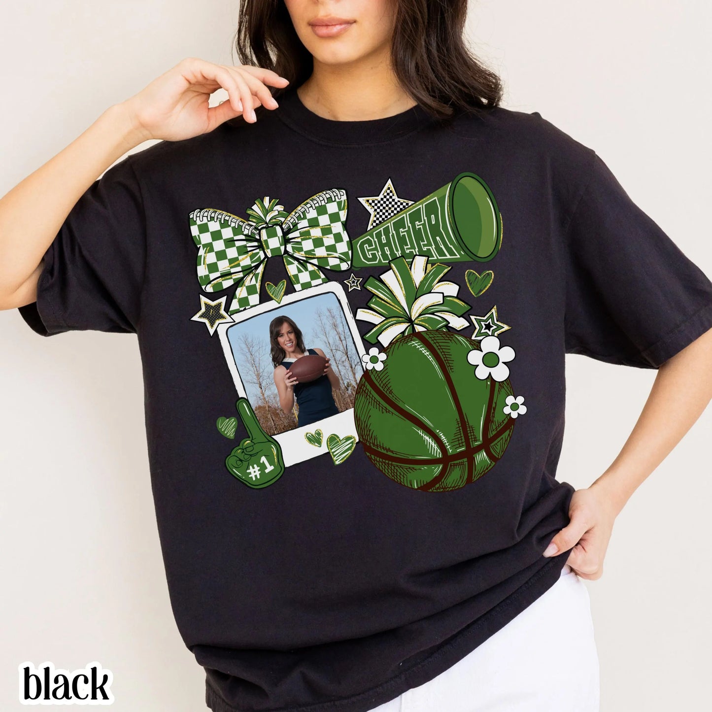 Cheer Basketball Comfort Colors Shirt Cheer Mom Custom Game Day Photo Tee for Mom High School Cheerleading Team Shirt Cheerleader Tshirt